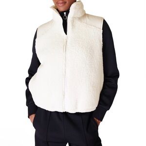 Sweaty Betty Sherpa Fleece Vest – Cream / Ivory size 12 BNWT